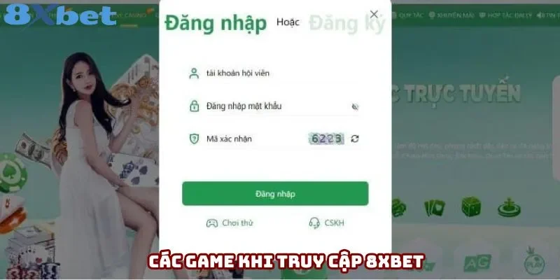 Các game khi truy cập 8xbet